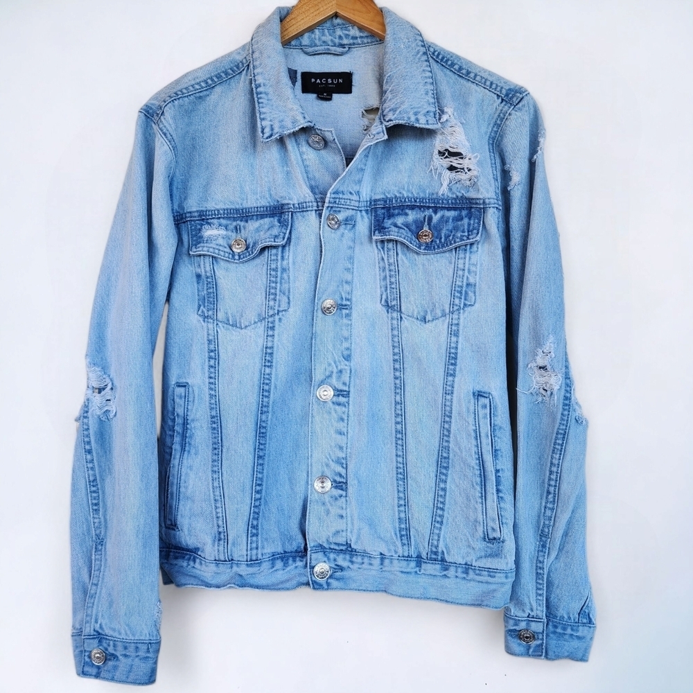 SOLD | Upcycled David Bowie Custom Denim Jean Jacket Distressed Bleached M - Picture 5 of 15